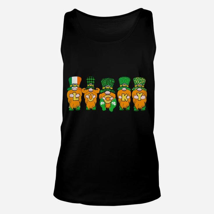 5 Cute Irish Gnomes Leprechauns Lucky Green Shamrocks Sweatshirt Unisex Tank Top