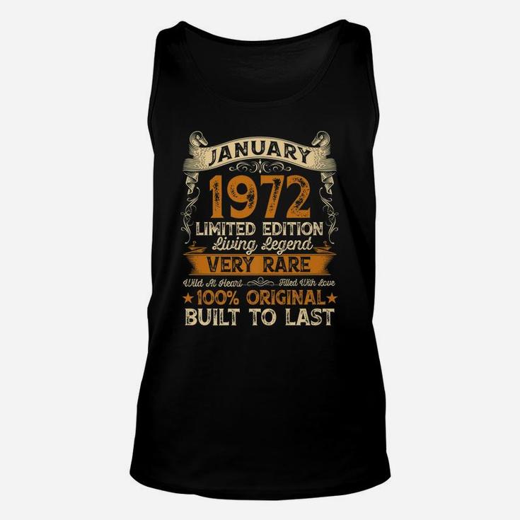 50 Year Old Gifts Vintage January 1972 50Th Birthday Gift Unisex Tank Top