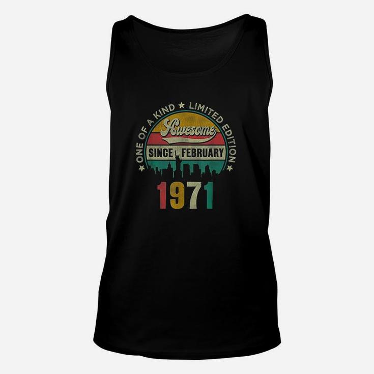 50 Years Old Vintage February 1971 50Th Birthday Gift Unisex Tank Top