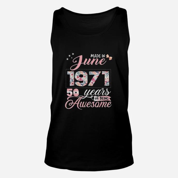 50Th Birthday Floral Gift For Born In June Unisex Tank Top