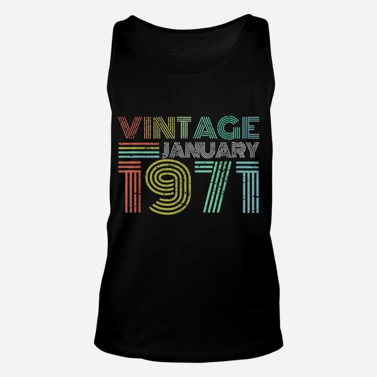 50Th Birthday Gift Vintage January 1971 50 Years Old Unisex Tank Top