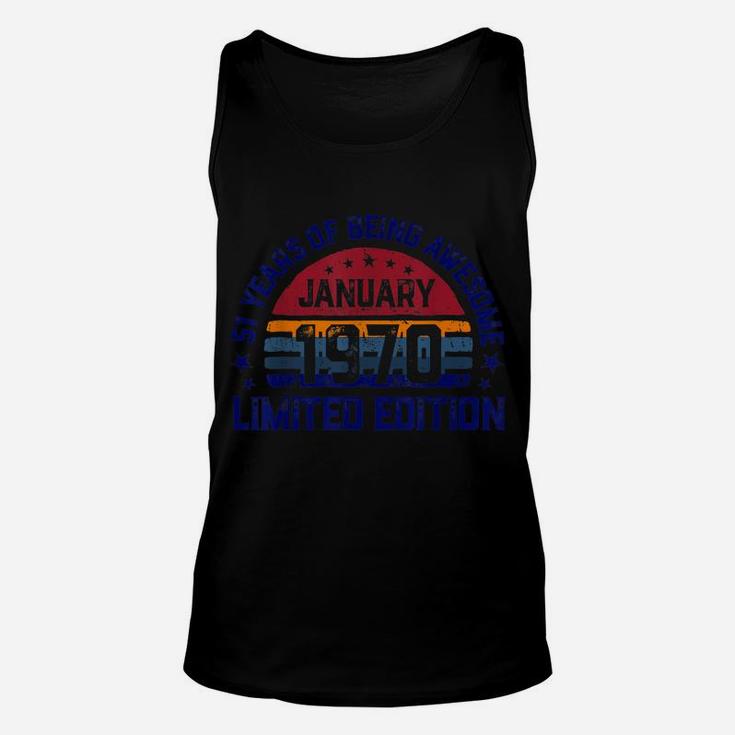 51 Years Old, Vintage 51St Birthday, Made In January 1970 Unisex Tank Top