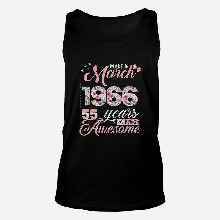 55Th Birthday Floral Gift Born In March 1966 Unisex Tank Top