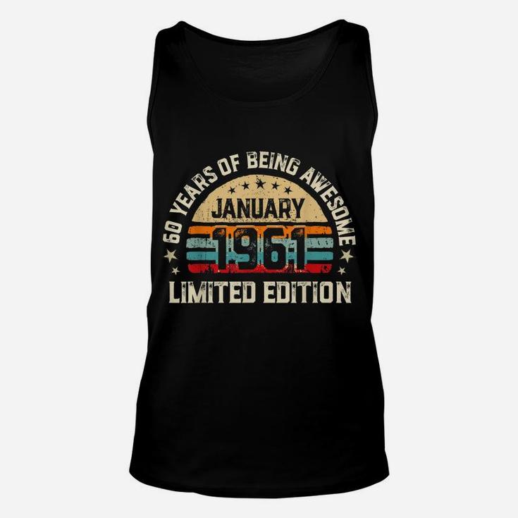 60 Years Old, Vintage 60Th Birthday, Made In January 1961 Unisex Tank Top