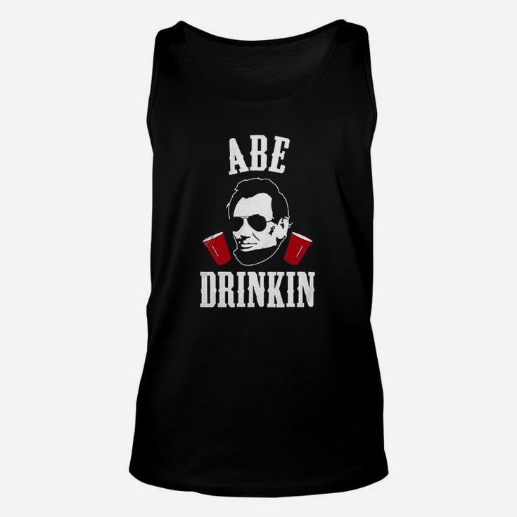 Abe Drinkin 4Th Of July  Navy Blue With White Red Print Unisex Tank Top