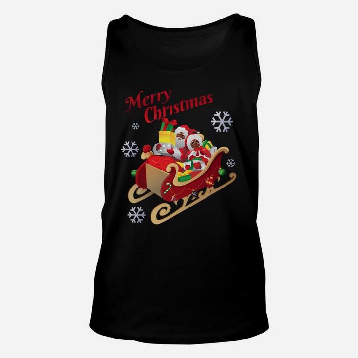 African American Santa Claus & Mrs Claus Merry Christmas Sweatshirt Unisex Tank Top