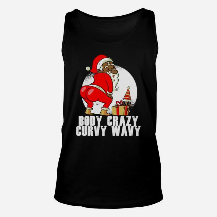 African American Santa Claus Twerking Body Crazy Curvy Wavy Unisex Tank Top