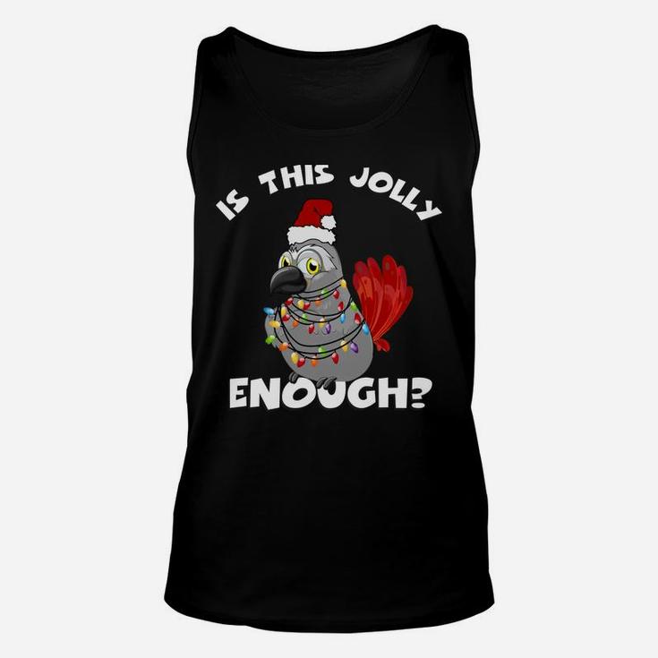 African Grey Parrot Jolly Santa With Lights Unisex Tank Top