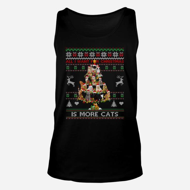 All I Want For Christmas Is More Cats Ugly Sweater Cat Lover Sweatshirt Unisex Tank Top