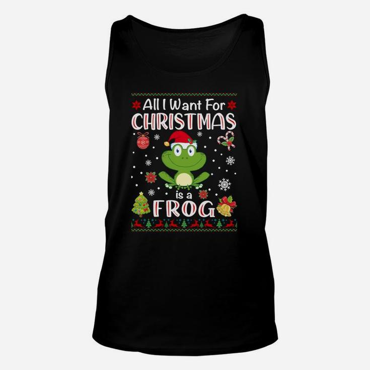 All I Want Is A Frog For Christmas Ugly Xmas Pajamas Sweatshirt Unisex Tank Top