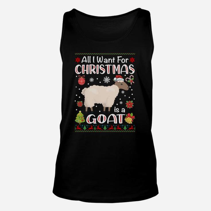 All I Want Is A Goat For Christmas Ugly Xmas Pajamas Sweatshirt Unisex Tank Top