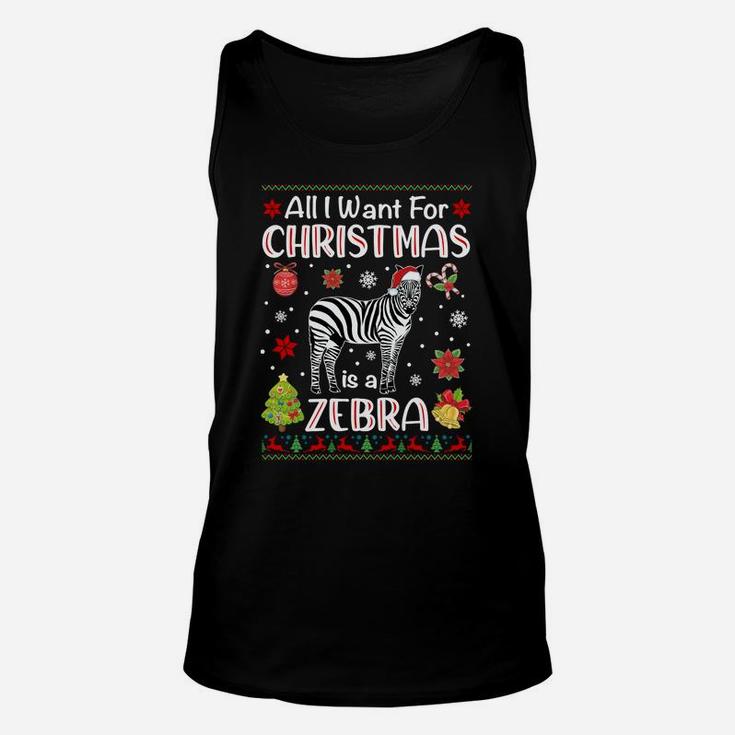 All I Want Is A Zebra For Christmas Ugly Xmas Pajamas Sweatshirt Unisex Tank Top
