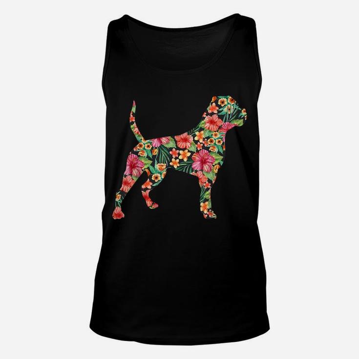 American Bulldog Flower Funny Dog Silhouette Floral Gifts Unisex Tank Top
