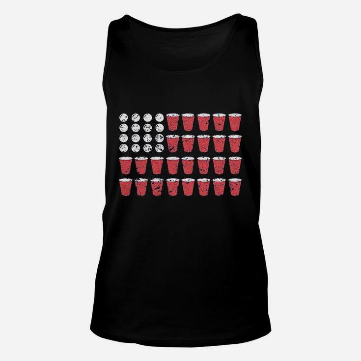 American Flag Beer Pong Funny Fourth Of July Drinking Unisex Tank Top