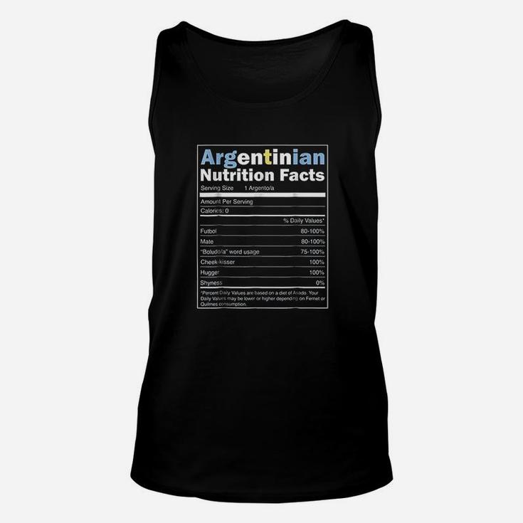 Argentina  Funny Argentinian Nutrition Facts Unisex Tank Top
