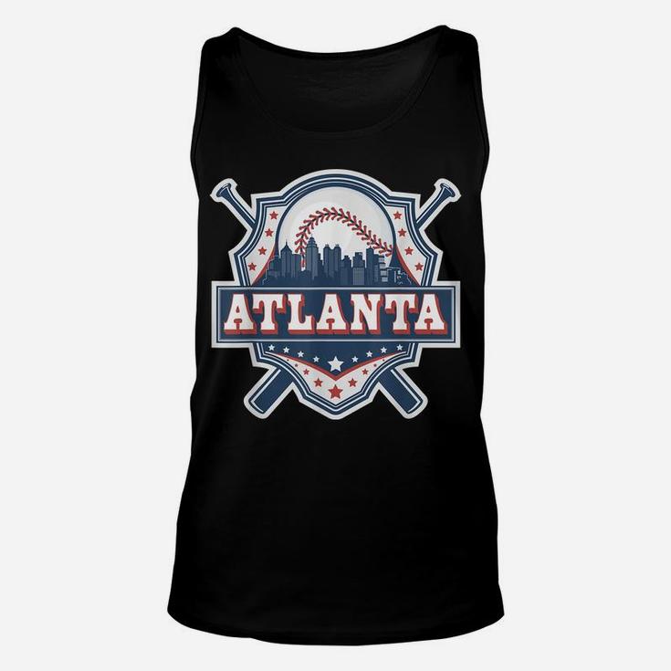 Atlanta Baseball Skyline Cityscape Classic Retro Baseball Unisex Tank Top