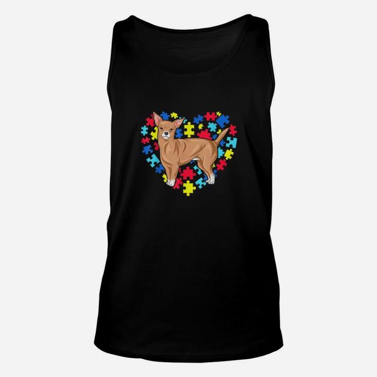 Autism Awareness Chihuahua Dog Mom Dad Valentine Unisex Tank Top