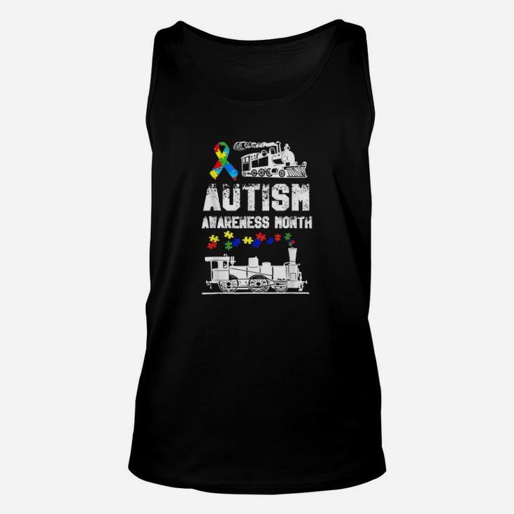 Autism Awareness Month Puzzles Train Unisex Tank Top