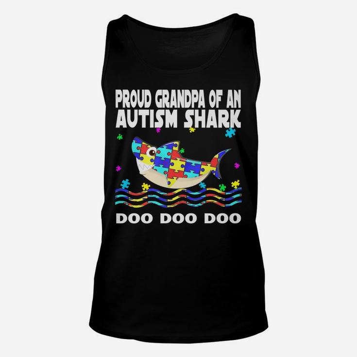 Autism Awareness Shirts Proud Grandpa Of An Autism Shark Unisex Tank Top