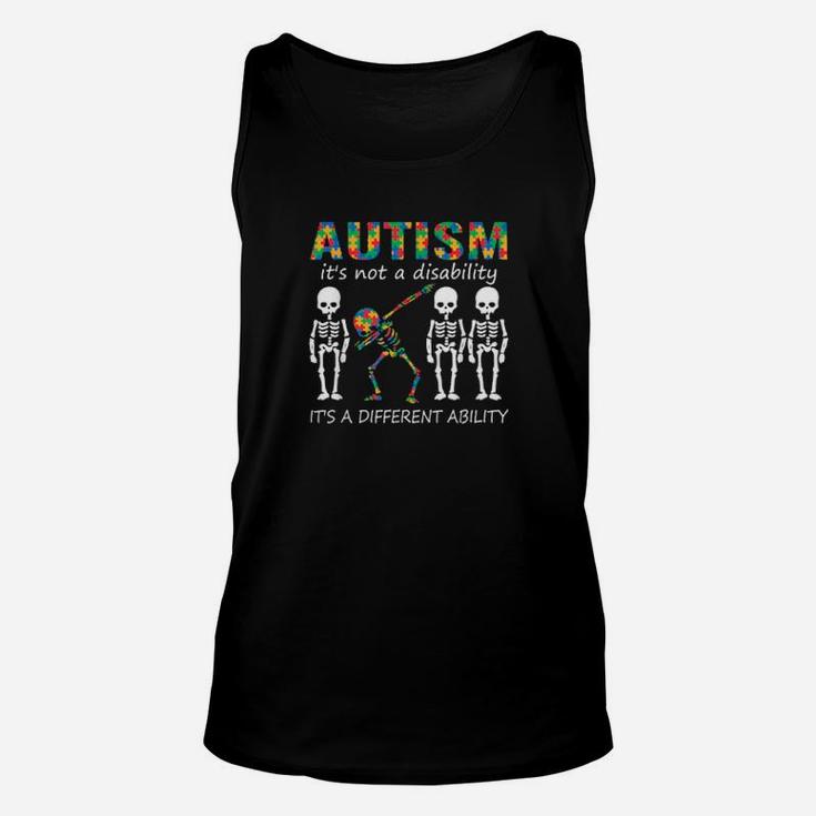 Autism Its A Different Ability Dabbing Skeleton Unisex Tank Top