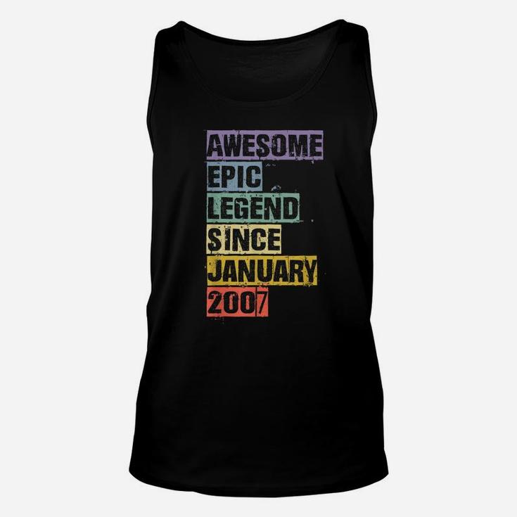 Awesome Epic Legend Since January 2007 14Th Birthday 14 Gift Unisex Tank Top