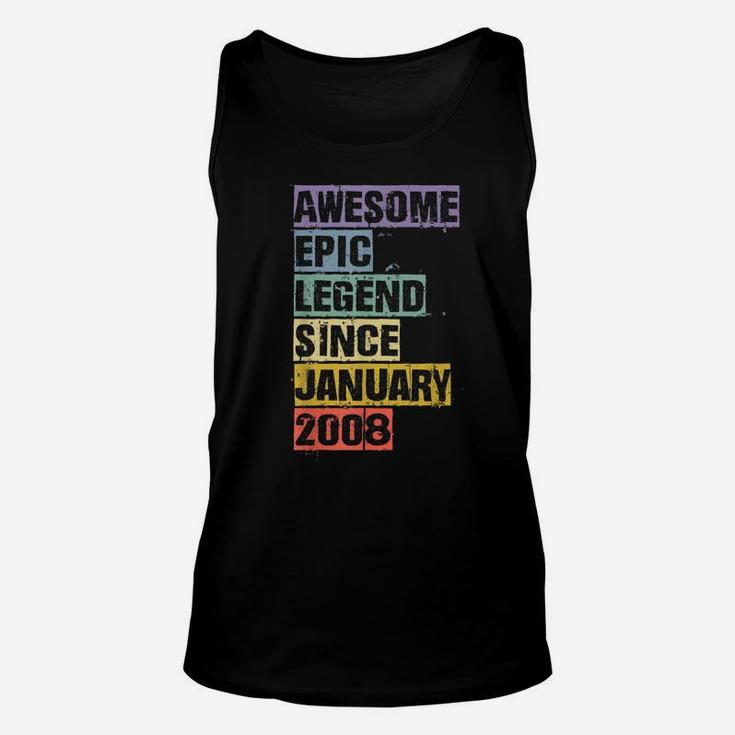 Awesome Epic Legend Since January 2008 13Th Birthday 13 Gift Unisex Tank Top