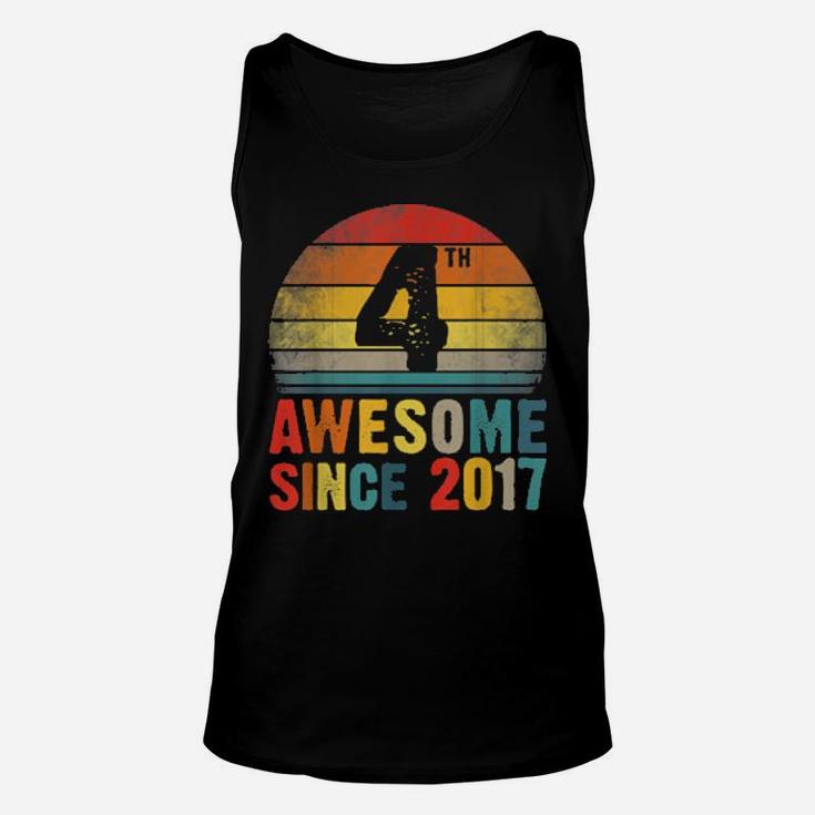 Awesome Since 2017 Distressed 4Th Birthday 4 Yrs Old Unisex Tank Top