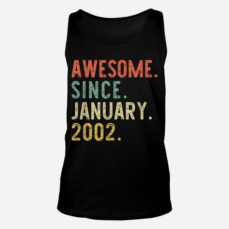 Awesome Since January 2002 19Th Birthday Gift 19 Years Old Unisex Tank Top