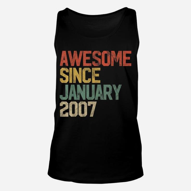 Awesome Since January 2007 13Th Birthday Gift 13 Year Old Unisex Tank Top
