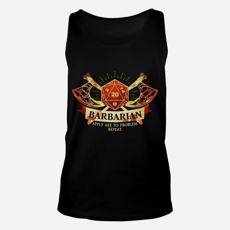 Barbarian Class D20 Tabletop Dungeons Rpg Dragons Unisex Tank Top