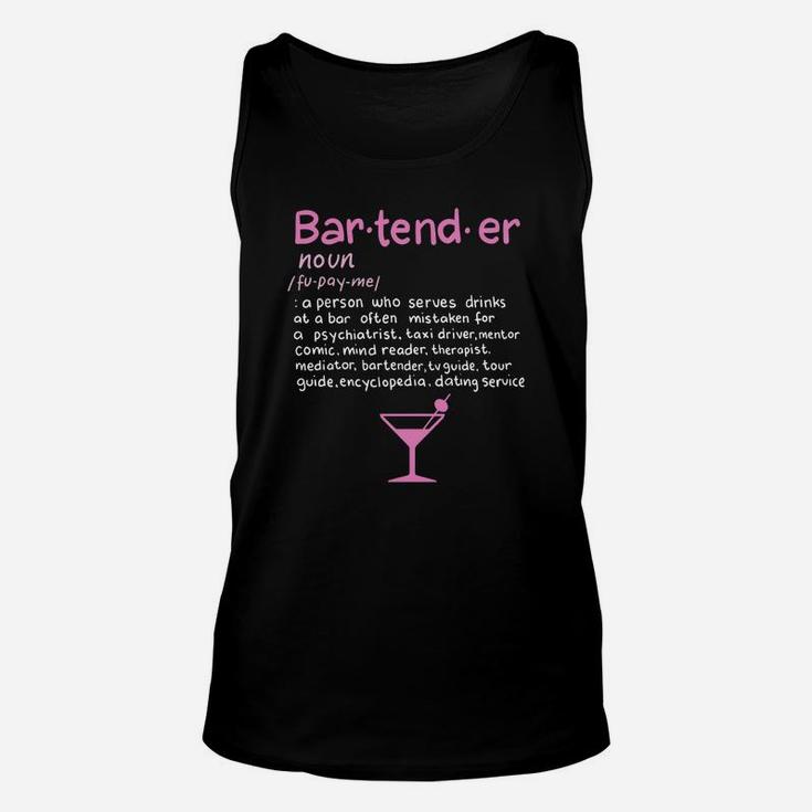 Bartender Noun Definition Longsleeve Funny Cocktail Bar Gift Unisex Tank Top