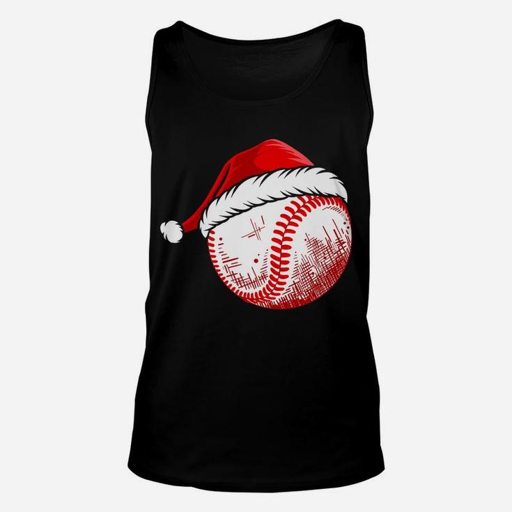 Baseball Wearing Santa Hat Funny Baseball Christmas Matching Unisex Tank Top