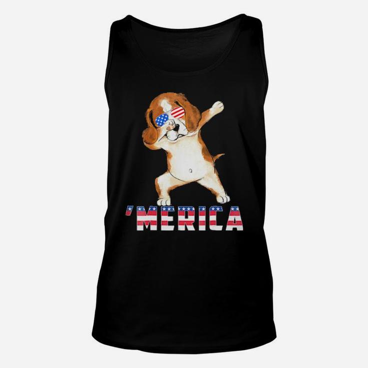 Beagle Merica 4Th Of July   Dog Lover Gift Unisex Tank Top