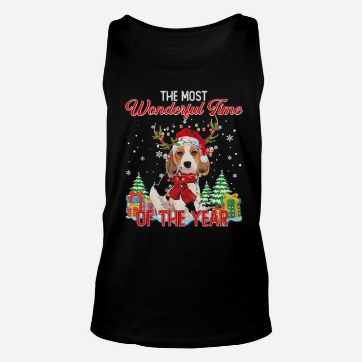 Beagle Santa The Most Wonderful Time Of The Year Unisex Tank Top