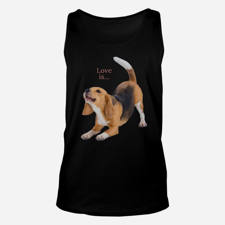 Beagle Shirt Beagles Tee Love Is Dog Mom Dad Puppy Pet Cute Unisex Tank Top