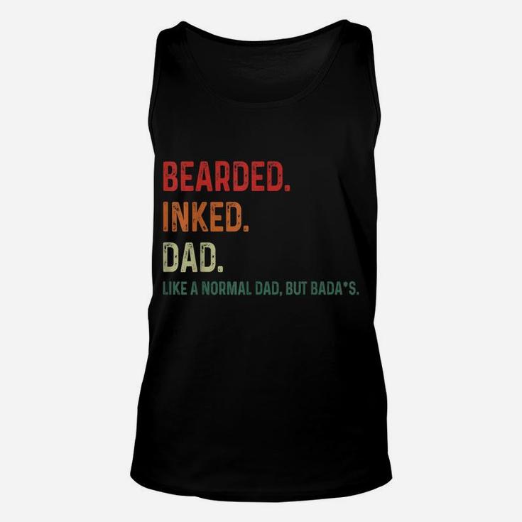 Bearded Inked Dad Funny For Daddy Tattoo Man Father Vintage Unisex Tank Top