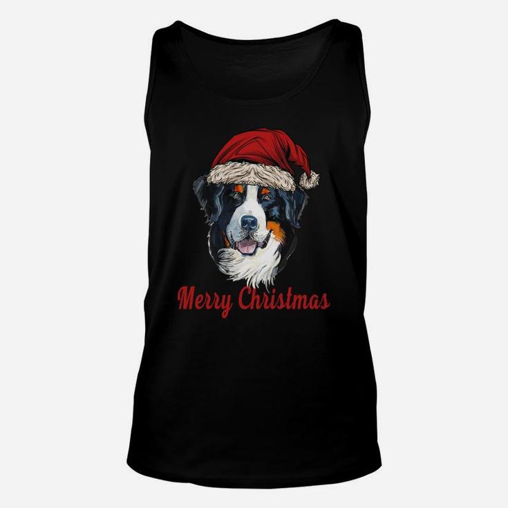 Bernese Mountain Dog Merry Christmas Berner Santa Hat Sweatshirt Unisex Tank Top