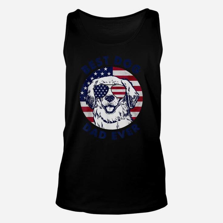 Best Dog Dad Ever American Flag  Gift For Best Father Unisex Tank Top