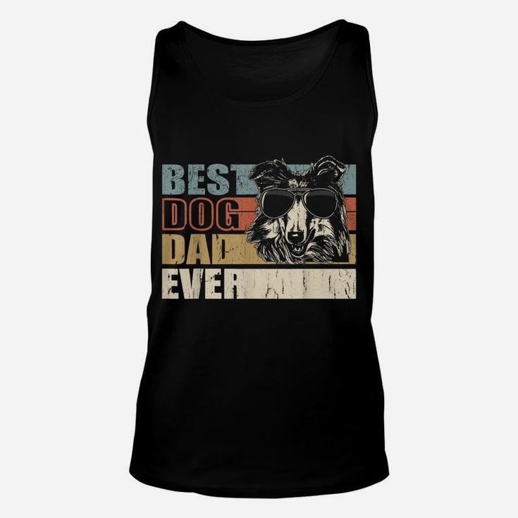 Best Dog Dad Ever Funny Glasses Rough Collie Retro Unisex Tank Top