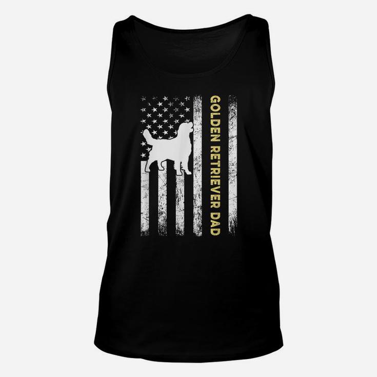 Best Golden Retriever Dad Ever Shirt Dog Lover American Flag Unisex Tank Top