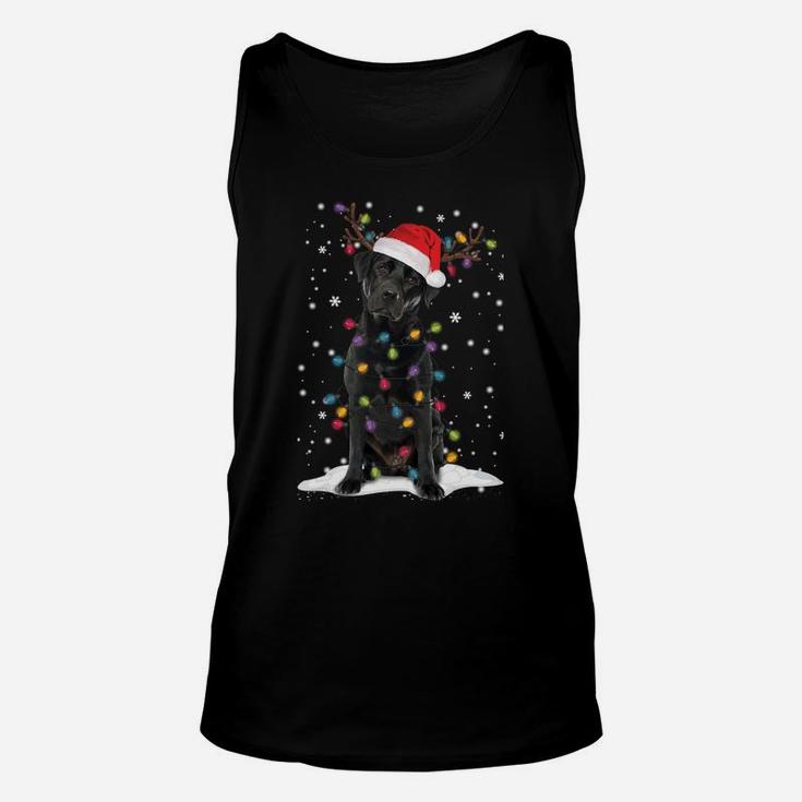 Black Lab Labrador Christmas Tree Light Pajama Dog Xmas Gift Sweatshirt Unisex Tank Top