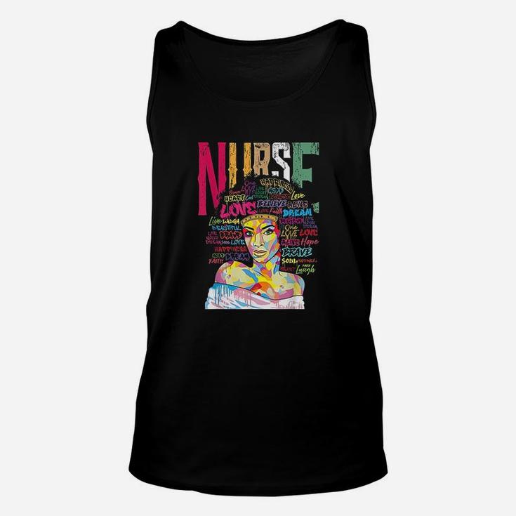 Black Woman Nurse Afro Retro Cool Black History Month Gift Unisex Tank Top
