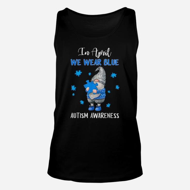Blue Gnomes In April We Wear Blue Autism Awareness Month Unisex Tank Top