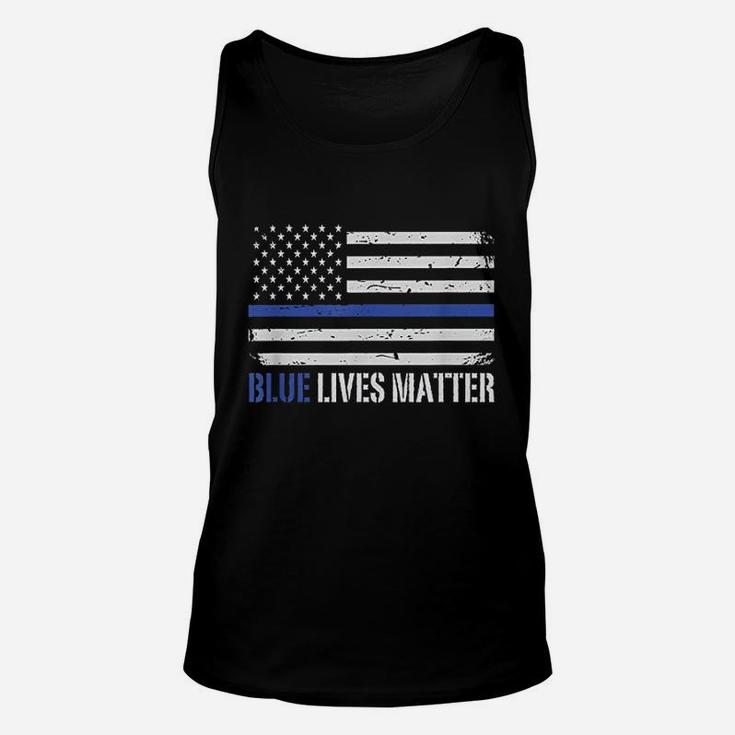 Blue Lives Matter Thin Blue Line American Flag Unisex Tank Top