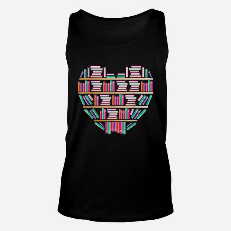 Book Reading Club Librarian Library Love Heart Unisex Tank Top
