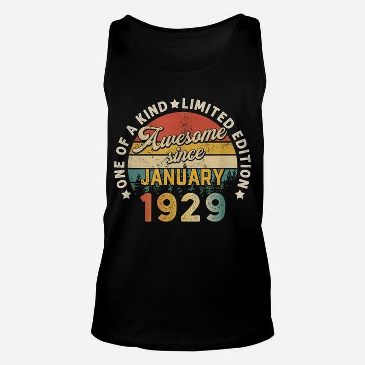 Born In January 1929 92Nd Birthday Vintage 92 Years Old Gift Unisex Tank Top
