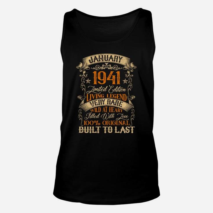 Born In January 1941 Vintage 80 Years Old 80Th Birthday Unisex Tank Top