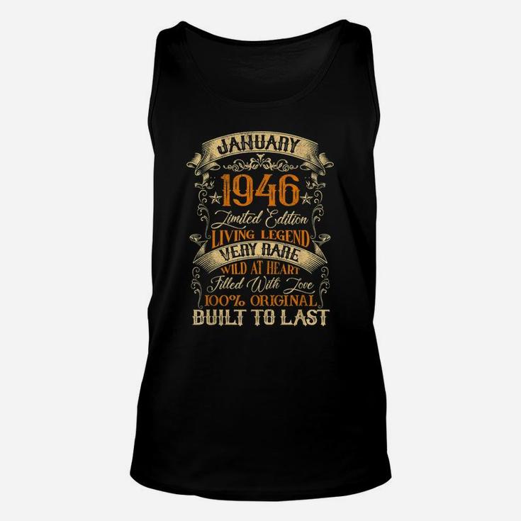Born In January 1946 Vintage 75 Years Old 75Th Birthday Unisex Tank Top