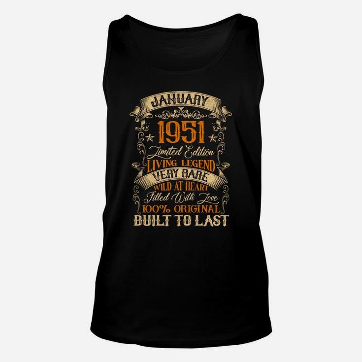 Born In January 1951 Vintage 70 Years Old 70Th Birthday Unisex Tank Top