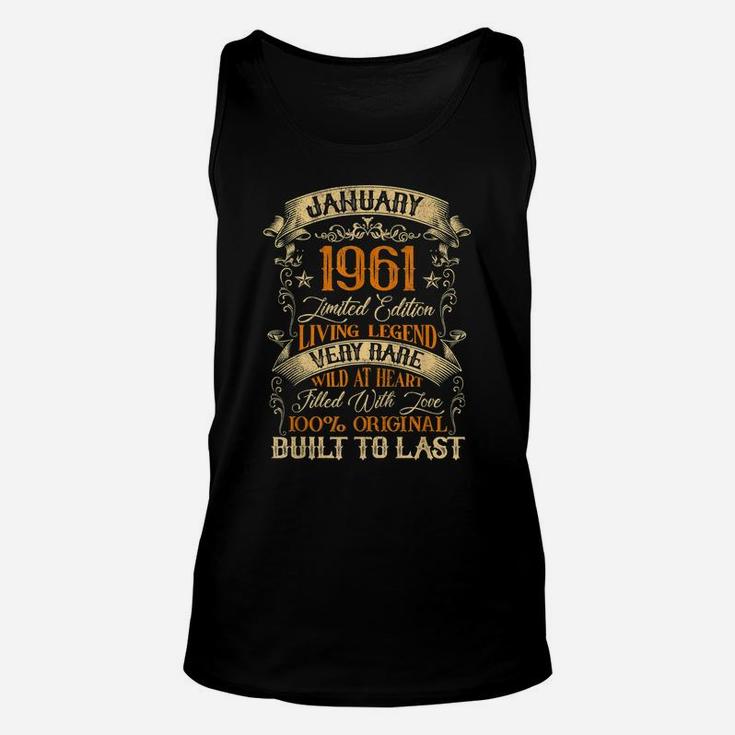 Born In January 1961 Vintage 60 Years Old 60Th Birthday Unisex Tank Top